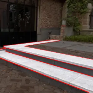 Traptreden Belgisch Hardsteen met anti slip strook